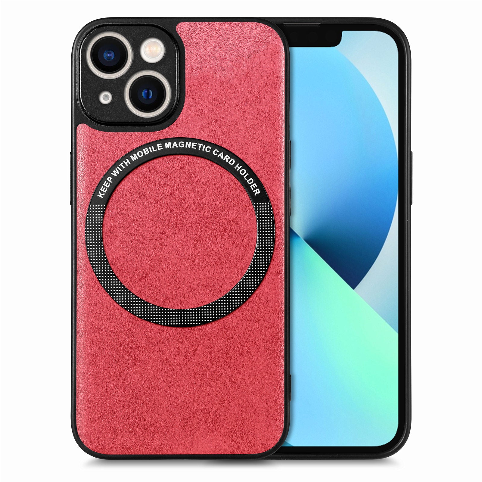 Car Mount Phone Case Compatible with MagSafe for iPhone 13 mini , PU Leather Coated PC+TPU Cover with Built-in Metal Sheet - Black Car Mount Phone Case Compatible with MagSafe for iPhone 13 mini , PU Leather Coated PC+TPU Cover with Built-in Metal Sheet - Black